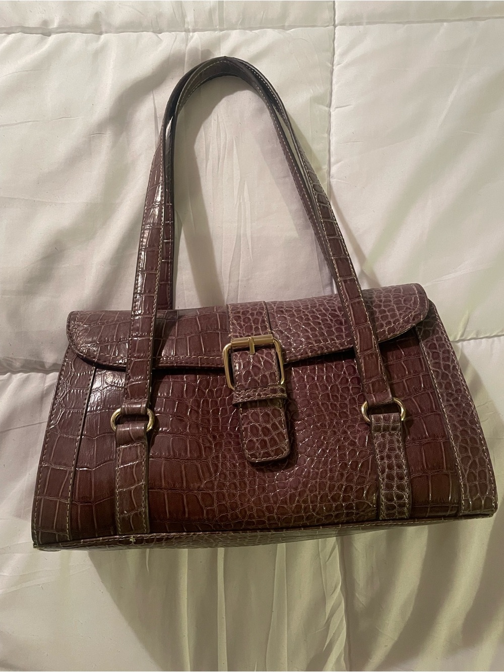 Liz Claiborne Brown Croc-Embossed Shoulder Bag